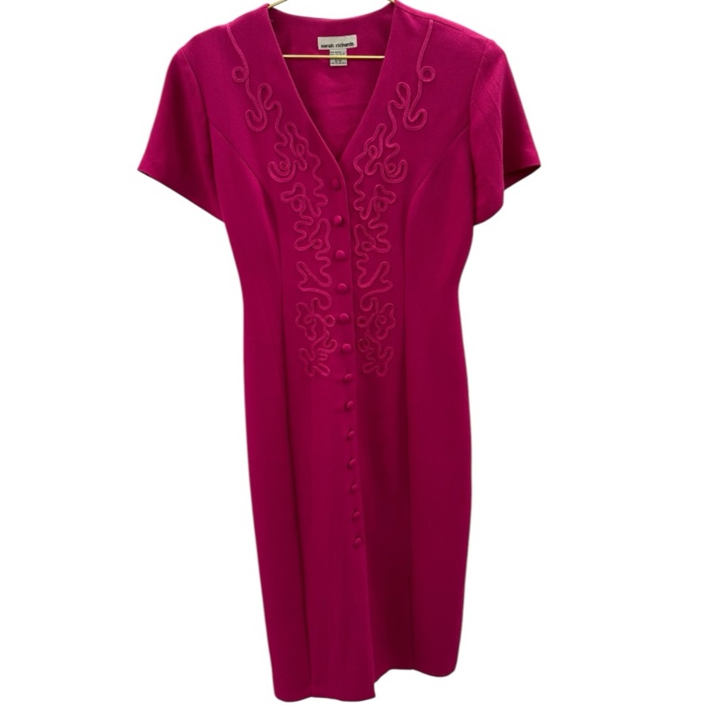 Sarah Richards Elegant Magenta Dress with Embroidered Details